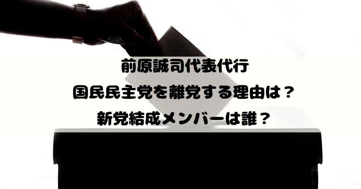 前原誠司代表代行が国民民主党を離党する理由は？新党結成メンバーは誰？