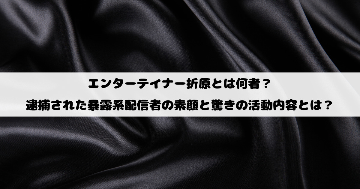 エンターテイナー折原とは何者？逮捕された暴露系配信者の素顔と驚きの活動内容とは？