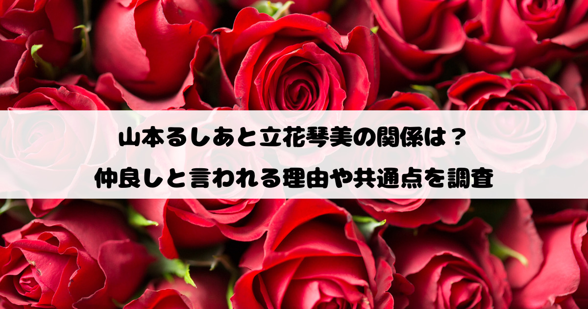山本るしあと立花琴美の関係は？仲良しと言われる理由や共通点を調査